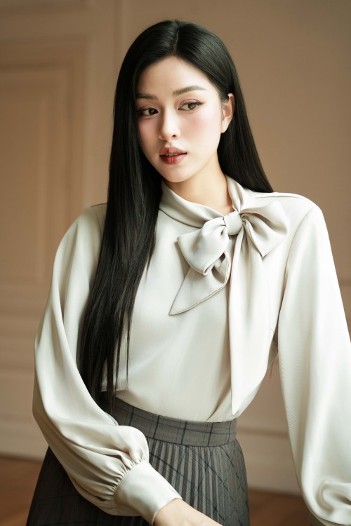 Sixdo Dark Beige Silk Blouse